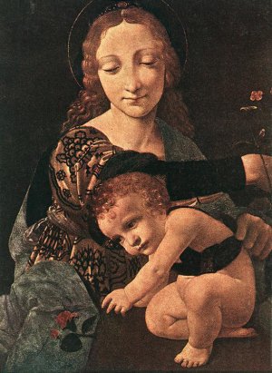 Virgin and Child with a Flower Vase Detail