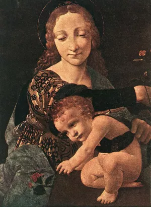 Virgin and Child with a Flower Vase Detail painting by Giovanni Antonio Boltraffio