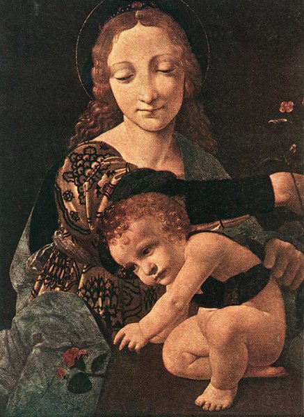 Main Product Photo of Virgin and Child with a Flower Vase Detail Painting by Giovanni Antonio Boltraffio