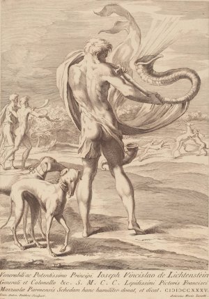 Nude Man Blowing A Conch by Giovanni Antonio Faldoni Oil Painting