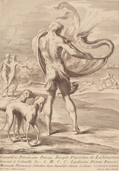 Nude Man Blowing A Conch  by Giovanni Antonio Faldoni - Hand-Painted Oil Painting Reproduction