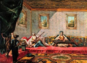 Two Odalisques Playing Music in the Harem by Giovanni Antonio Guardi Oil Painting