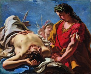 Alexander at the Corpse of the Dead Darius by Giovanni Antonio Pellegrini Oil Painting