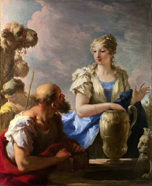 Rebecca At The Well by Giovanni Antonio Pellegrini - Hand-Painted Oil Painting Reproduction