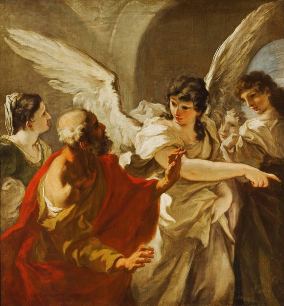 Main Product Photo of The Flight of Lot Painting by Giovanni Antonio Pellegrini