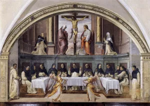 St Dominic and His Friars Fed by Angels painting by Giovanni Antonio Sogliani