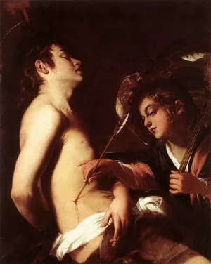 St Sebastian Healed by an Angel Oil painting by Giovanni Baglione