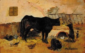 Buoi alla mangiatoia by Giovanni Bartolena Oil Painting