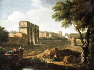 Rome: A View of the Forum by Giovanni Battista Busiri - Oil Painting Reproduction