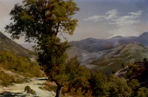 A Mountain View with a Path by Giovanni-Battista Camuccini - Oil Painting Reproduction