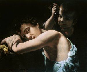 Two youths with grapes by Giovanni Battista Caracciolo Oil Painting