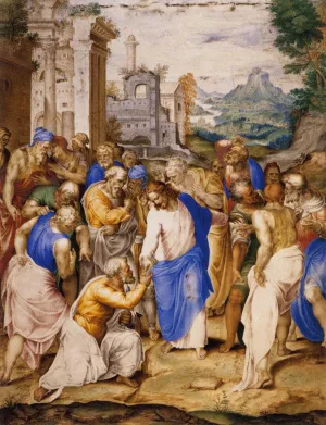 Christ Giving the Keys to St Peter Oil painting by Giovanni Battista Castello