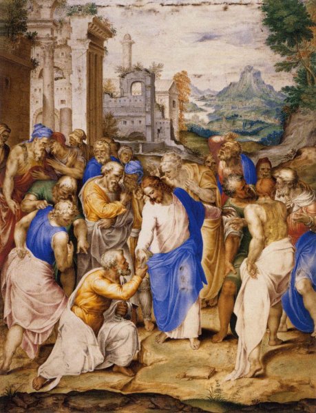 Main Product Photo of Christ Giving the Keys to St Peter Painting by Giovanni Battista Castello