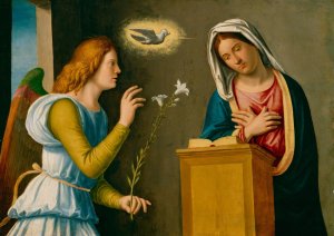 Annunciation To The Virgin by Giovanni Battista Cima Da Conegliano Oil Painting
