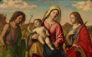 Virgin And Child With Ss. Catherine And John The Baptist by Giovanni Battista Cima Da Conegliano Oil Painting
