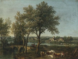 Paesaggio fluviale con pastore e gregge by Giovanni Battista Cimaroli Oil Painting