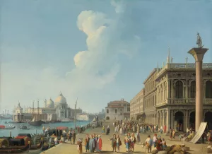 Venice A View From The Piazzetta, Looking West Towards The Dogana And Santa Maria Della Salute, With The Zecca, Biblioteca Sansoviniana And Column Of St. Theodore by Giovanni Battista Cimaroli Oil Painting