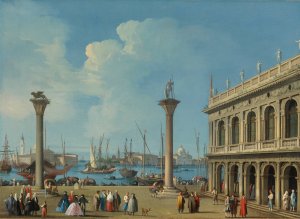 Venice, A View Of The Molo From The Piazzetta, Looking South To San Giorgio Maggiore, With The Columns Of St. Mark And St. Theodore And The biblioteca Sansoviniana by Giovanni Battista Cimaroli Oil Painting