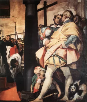 St Carlo Borromeo Erecting Crosses a the Gates of Milan Detail by Giovanni Battista Crespi - Oil Painting Reproduction