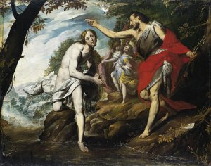 The Baptism of Christ by Giovanni Battista Crespi Oil Painting