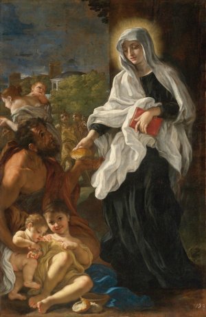 The Blessed Ludovica Albertoni distributing Alms by Giovanni Battista Gaulli Oil Painting