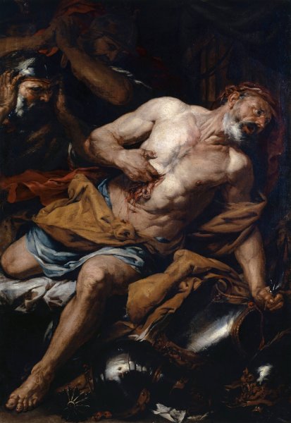 The Death Of Cato  by Giovanni Battista Langetti - Hand-Painted Oil Painting Reproduction