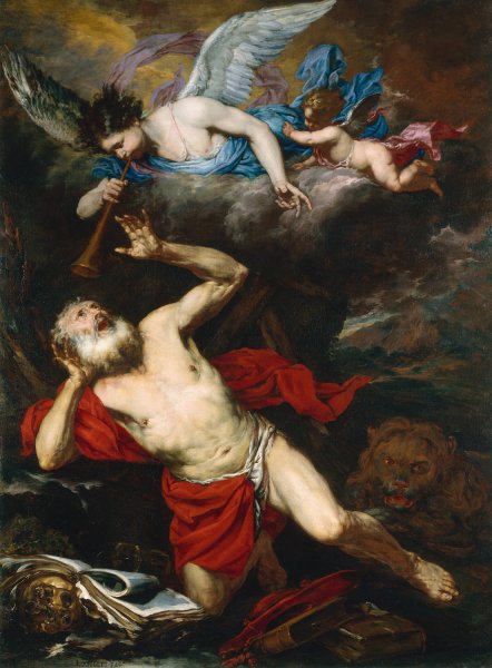 The Vision of Saint Jerome  by Giovanni Battista Langetti - Hand-Painted Oil Painting Reproduction