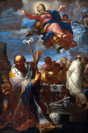 The Assumption of the Virgin with Saints Anne and Nicholas of Myra by Giovanni Battista Lenardi Oil Painting