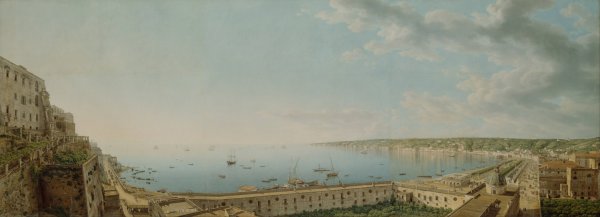 A View of the Bay of Naples, Looking Southwest from the Pizzofalcone Toward Capo di Posilippo by Giovanni Battista Lusieri - Hand-Painted Oil Painting Reproduction