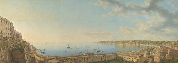 A View of the Bay of Naples, Looking Southwest from the Pizzofalcone towards Capo di Posilippo  by Giovanni Battista Lusieri - Hand-Painted Oil Painting Reproduction