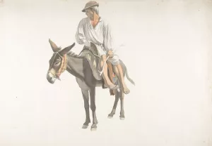 Peasant on a Donkey by Giovanni Battista Lusieri Oil Painting