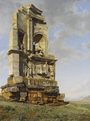 The Monument to Philopappos, Athens by Giovanni Battista Lusieri Oil Painting