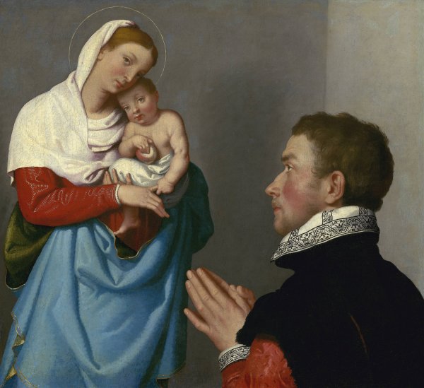 Main Product Photo of A Gentleman in Adoration before the Madonna  Painting by Giovanni Battista Moroni