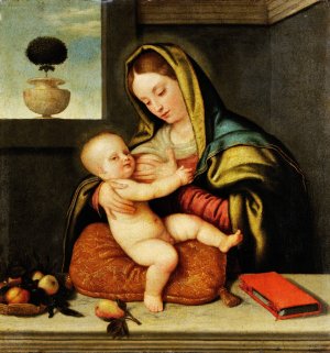 The Virgin Nursing The Child by Giovanni Battista Moroni Oil Painting