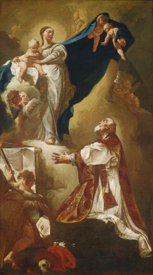 Madonna and Child Appearing to Saint Philip Neri by Giovanni Battista Piazzetta Oil Painting