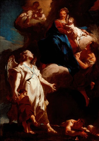 Main Product Photo of The Virgin Appearing to the Guardian Angel  Painting by Giovanni Battista Piazzetta