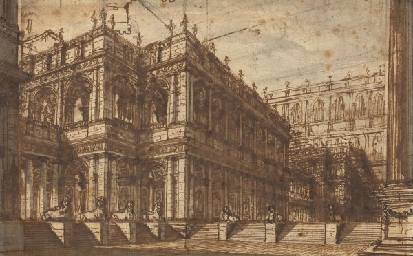 An Ancient Forum with Porticos  by Giovanni Battista Piranesi - Hand-Painted Oil Painting Reproduction
