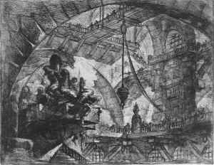 Prisoners on a Projecting Platform by Giovanni Battista Piranesi - Oil Painting Reproduction