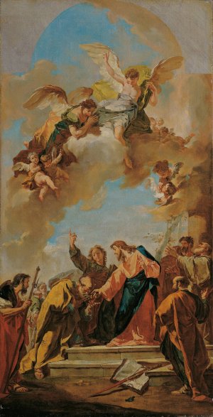 Die Schlusselubergabe an Petrus by Giovanni Battista Pittoni Oil Painting