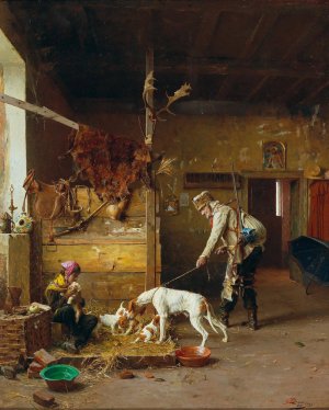 Off to the hunt by Giovanni Battista Quadrone Oil Painting