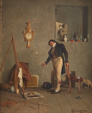The Artist in His Studio by Giovanni Battista Quadrone Oil Painting
