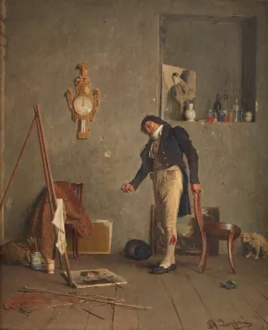 The Artist in His Studio Oil painting by Giovanni Battista Quadrone