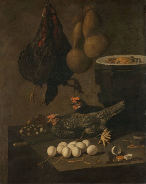 Still Life with Chickens and Eggs  by Giovanni Battista Recco - Hand-Painted Oil Painting Reproduction