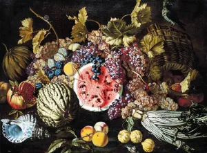 Fruit and Shell by Giovanni Battista Ruoppolo - Oil Painting Reproduction