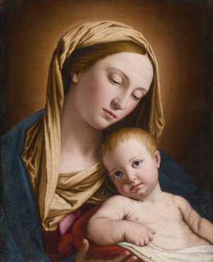 Madonna And Child by Giovanni Battista Salvi Da Sassoferrato Oil Painting