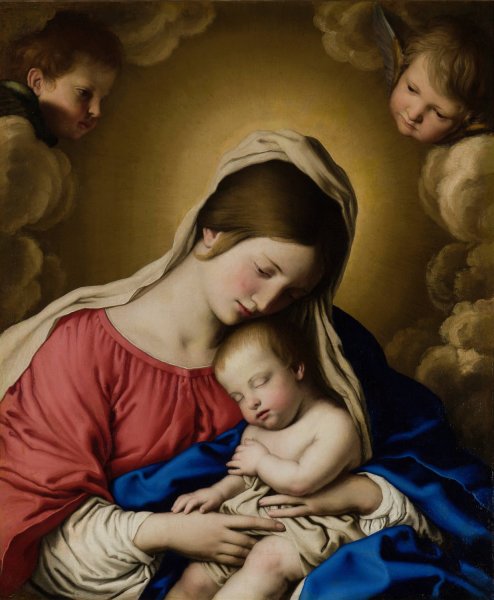 Madonna and Child  by Giovanni Battista Salvi Da Sassoferrato - Hand-Painted Oil Painting Reproduction