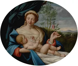 Madonna and Child with the Rose by Giovanni Battista Salvi Da Sassoferrato Oil Painting