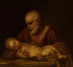 St. Joseph with Child Jesus by Giovanni Battista Salvi Da Sassoferrato Oil Painting