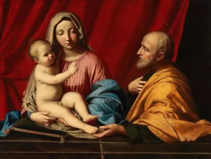 The Holy Family by Giovanni Battista Salvi Da Sassoferrato Oil Painting