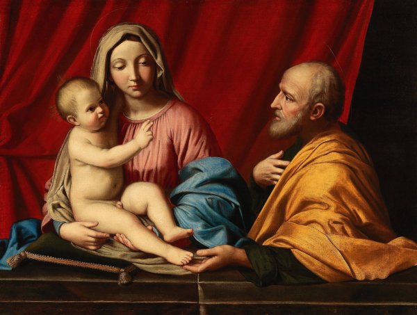 The Holy Family by Giovanni Battista Salvi Da Sassoferrato - Hand-Painted Oil Painting Reproduction